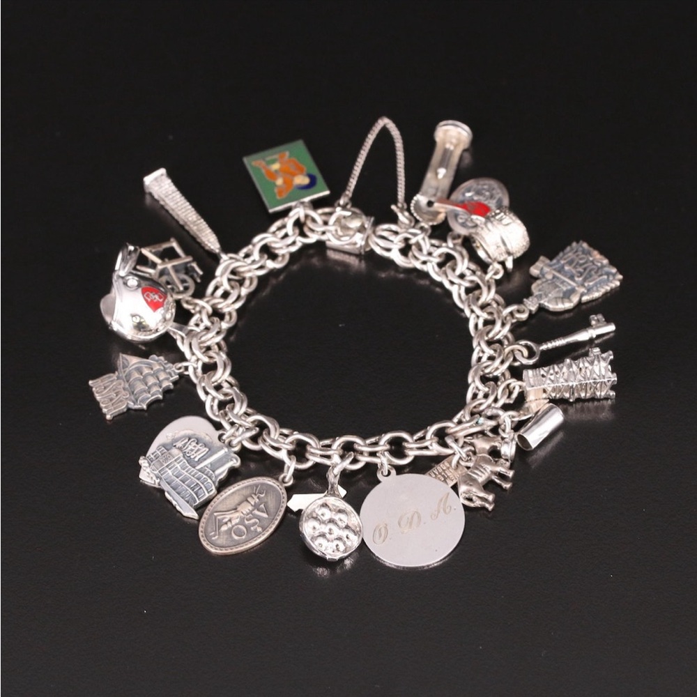 Sterling bracelet with charms